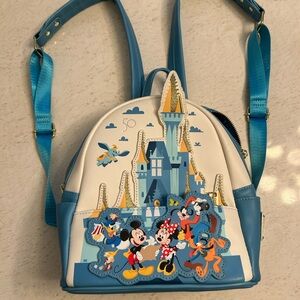 Disney World Blue and White Castle Mini Backpack